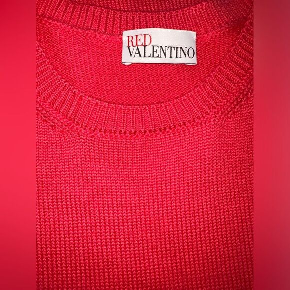 Red Valentino Sweater Dress Short Sleeve Bow Pink Luxury Italian Virgin Wool S - Picture 6 of 8